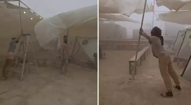 The Burning Man Festival in the USA was hit by a dust storm.