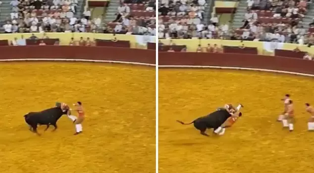 The bullfighter died from a horn blow, and a spectator suffered a heart attack.