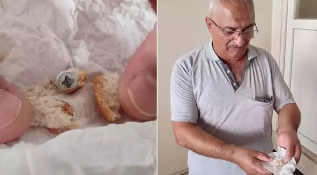Something came out of the bread that was so hard! She almost lost her tooth.