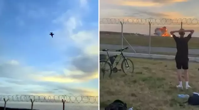 An F-16 fighter jet crashed in Poland.