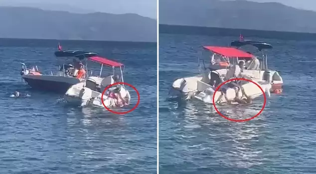 The speedboat used by the village headman hit the elderly woman, breaking her bone and causing it to protrude.