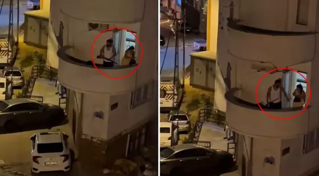 She went out to the balcony in her underwear, and when her neighbors warned her, she returned with a rifle.