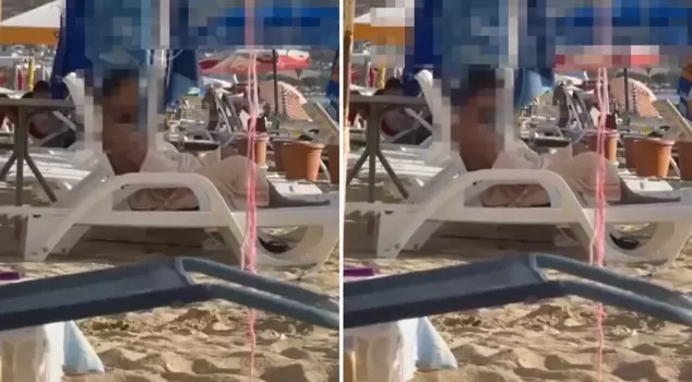 Disgusting behavior! He/she satisfied himself/herself in front of everyone on the beach.