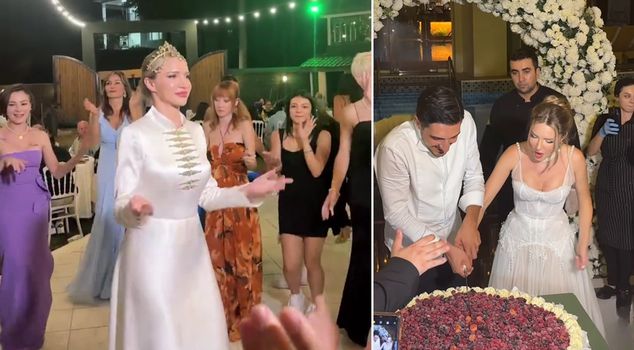Ünlü Şarkıcı Otilia'ya düğünde para kolyesi sürprizi

Известной певице Отилие сделали сюрприз на свадьбе: ожерелье из денег.