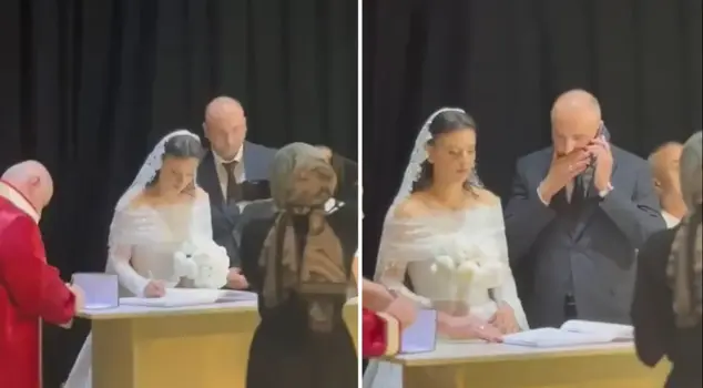 The image of the groom at the wedding table divided viewers: This marriage won't last long.
