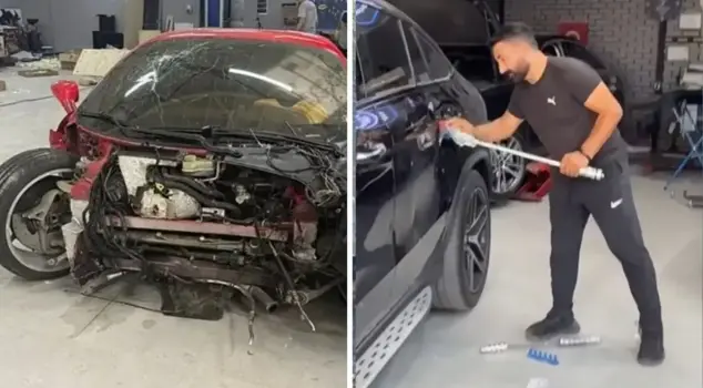New scandal from the master who totaled the Ferrari! This time, he removed the car's paint.