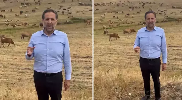 The deputy, with a herd of animals behind him, called out to Minister Yumaklı: 