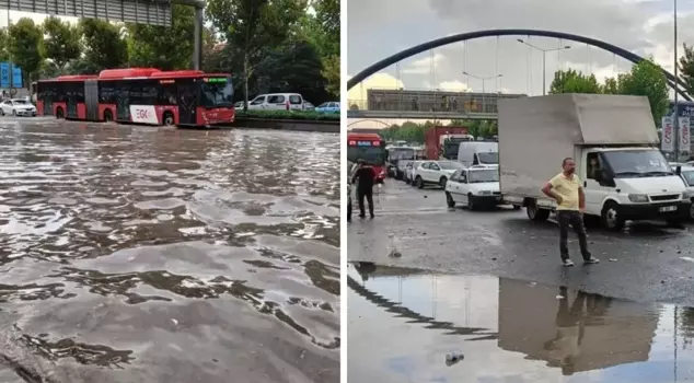 Heavy rainfall in Ankara paralyzed life! The roads turned into lakes.