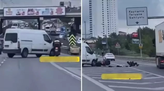 He narrowly escaped being run over by the truck.