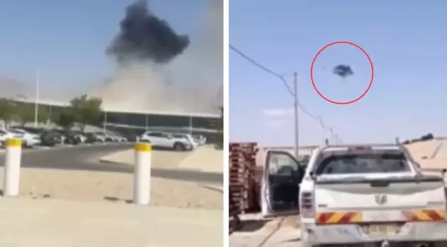 Attack on Ramon Airport in Israel by Houthis! Smoke is rising.