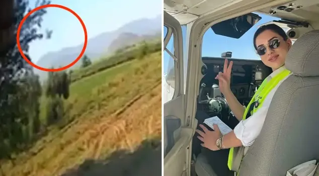 The images of the moments when the plane that became the grave of the young pilot crashed have emerged.