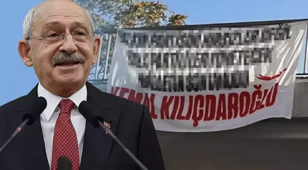 Before the CHP's rally in Kadıköy, a banner reading 