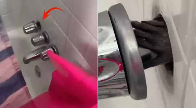 The scene in the hotel bathroom resembles something out of a horror movie.