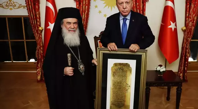 President Erdoğan received the Greek Orthodox Patriarch of Jerusalem, Giannopoulos.