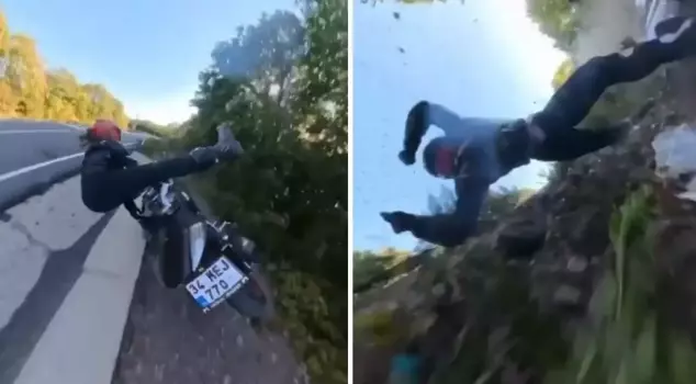 The motorcycle content creator narrowly escaped death! The horrific accident was captured on camera like this.