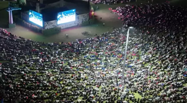 The Turkey-Germany final was watched on a giant screen set up at Atatürk Forest Farm.