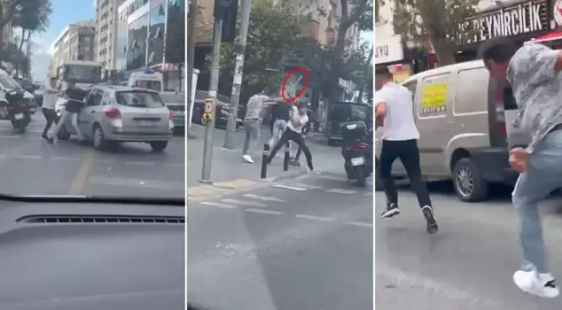 Traffic horror! One attacked with a stick, the other chased with pepper spray.