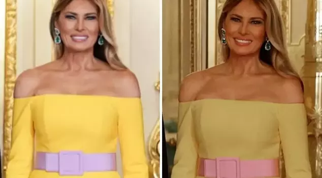 The dress worn by Melania Trump at the royal dinner caused a stir.