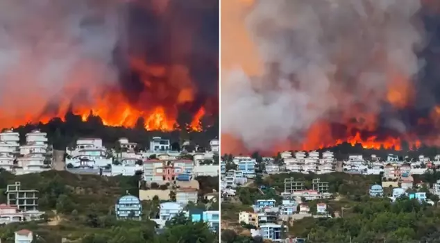 The forest fire in Antalya has reached residential areas! Villas have been evacuated, and electricity has been cut off.