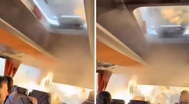 They continued to sit on the bus where the smoke was rising! The moments of astonishment were captured on camera.