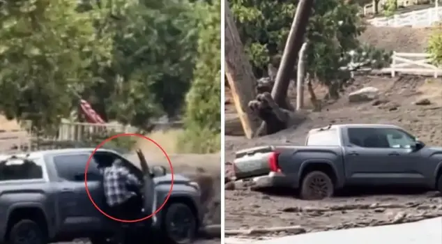 He wanted to save his vehicle from the landslide, risking his life.