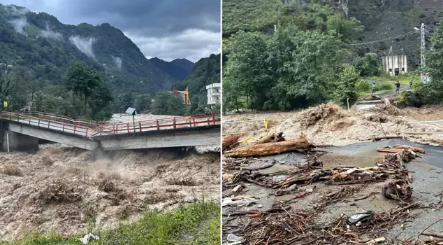 Struggle against flood and landslide in Rize! The road to Ayder Plateau is closed to traffic.