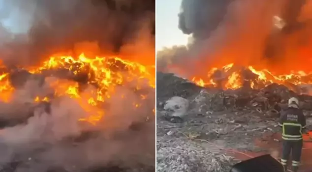 Fire at the recycling plant! Thick smoke is visible from the city center.