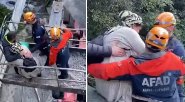 Operation from AFAD! Those trapped in the landslide were rescued like this.