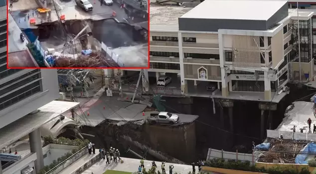 The road collapsed, creating a 50-meter pit in the heart of the city! The moment was captured on camera.