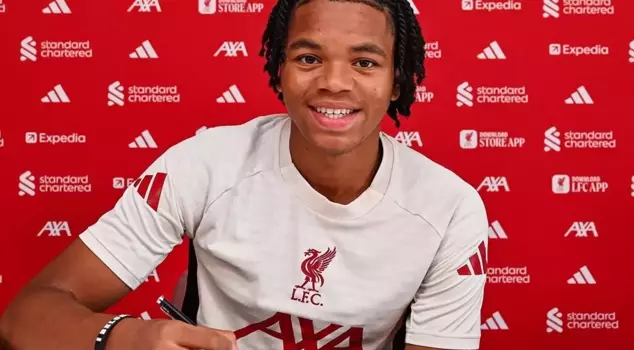 The 17-year-old star signed his first professional contract with Liverpool.