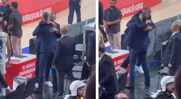Sadettin Saran embraced the coach as soon as the championship arrived.