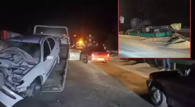 The car crashed into the tractor trailer! The toll is heavy.