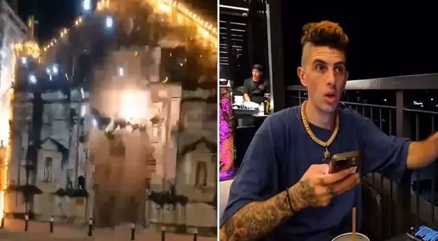 The famous influencer was caught live on air during the 6.9 magnitude earthquake.