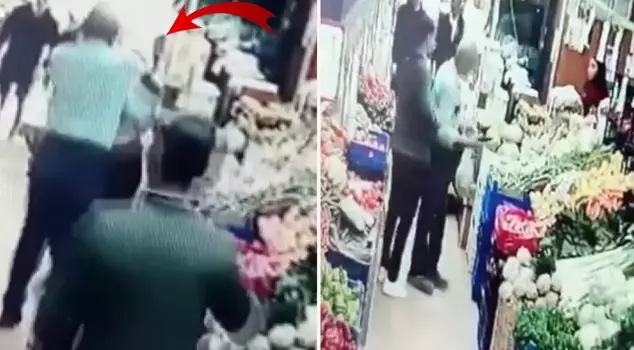 A woman who entered a grocery store in Küçükçekmece with her dog was attacked with punches.