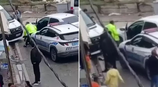 He tried to escape by dragging the police for meters with his car.