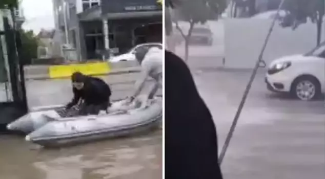 They even turned the disaster into entertainment! Interesting images from the city hit by the flood.