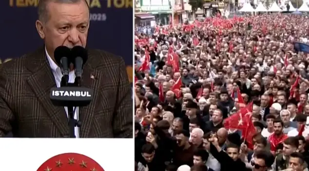 The moment that marked the opening: President Erdoğan paused his speech when he heard a voice in the crowd.