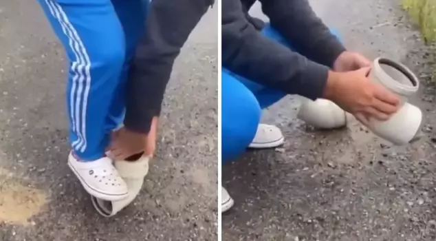They rescued the hedgehog stuck in the pipe like this.
