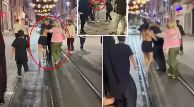 A lively night on Istiklal Street! The man who made a remark was beaten up.
