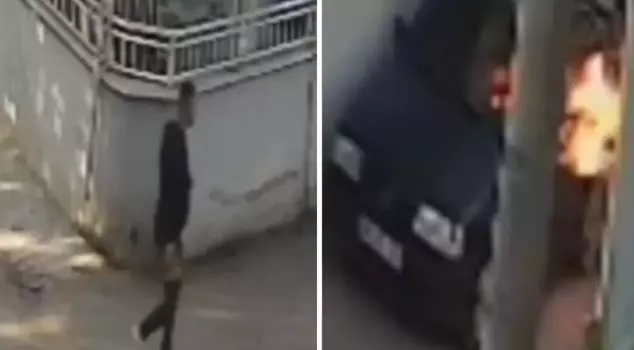 He set his rival's vehicle on fire! Those moments were captured on camera.