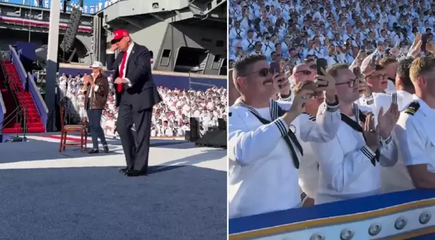 Trump energized thousands of soldiers with dance figures.