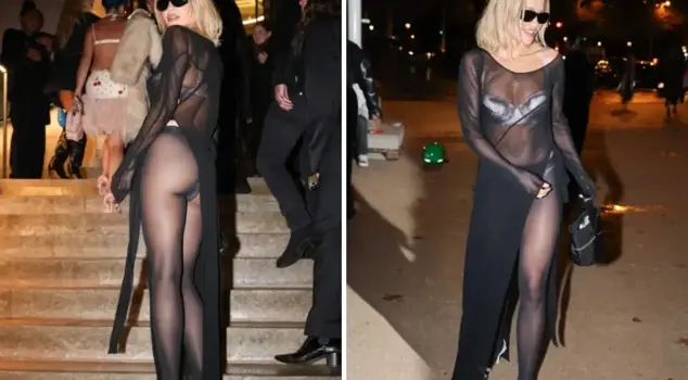 The famous singer shook Paris with her transparent dress.
