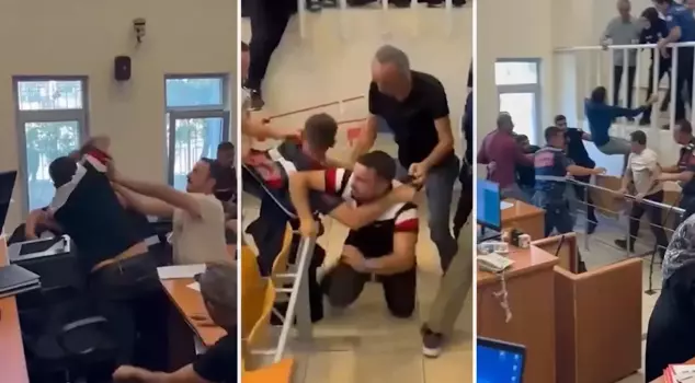 A fight in the courtroom of Diyarbakır Courthouse.