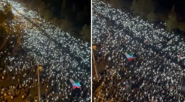 Thousands of people marched for Gaza in Diyarbakır.