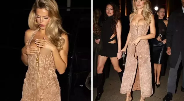 The famous model had a wardrobe malfunction in her dress, as she was not wearing any underwear.