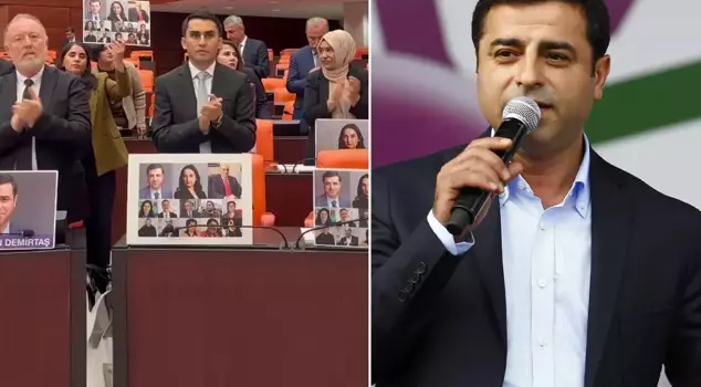 DEVA Party members protested the ministry's move regarding Demirtaş.