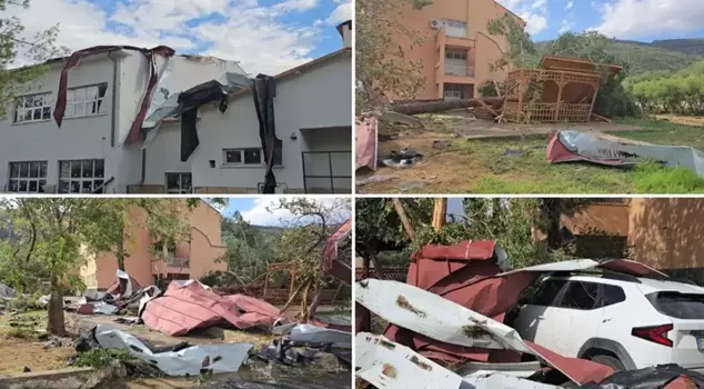 The roof of the school was blown off due to the storm in Adana.