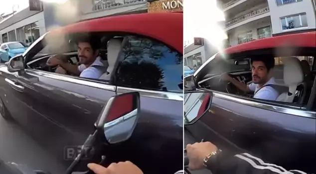 Burak Özçivit didn't know what to say in response to a fan's question in traffic.