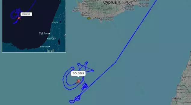 A Turkish UAV drew a star and crescent in the Mediterranean after the ceasefire in Gaza.