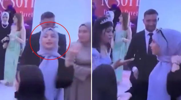 عندما تحركت العروس، صُدمت الفتاة الشابة التي كانت تلعب بالقرب من العريس.